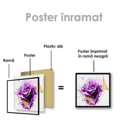 Poster - Trandafir purpuriu, 40 x 40 см, Panza pe cadru