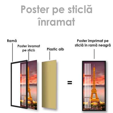 Poster - Turnul Eiffet la apus, 30 x 60 см, Panza pe cadru