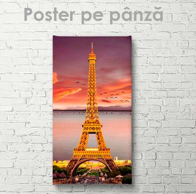 Poster - Eiffe Tower at sunset, 30 x 60 см, Canvas on frame