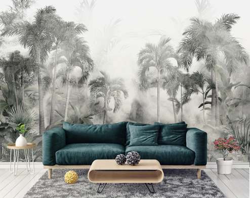 Fototapet - Jungla de palmieri în ceață