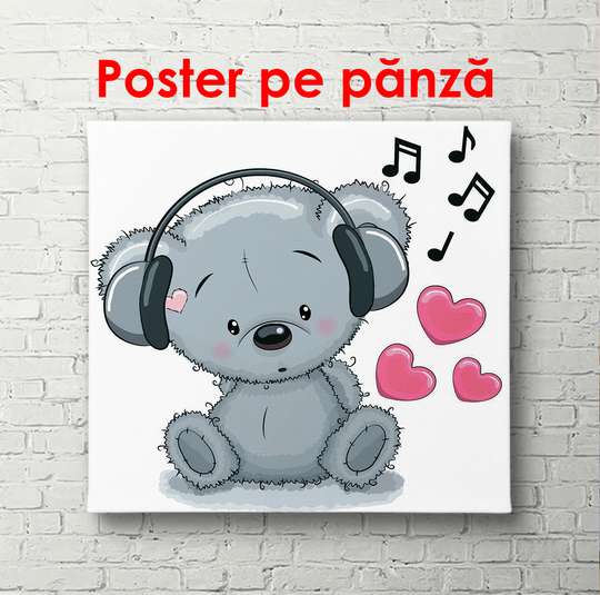 Poster - Koala in headphones, 100 x 100 см, Framed poster, For Kids