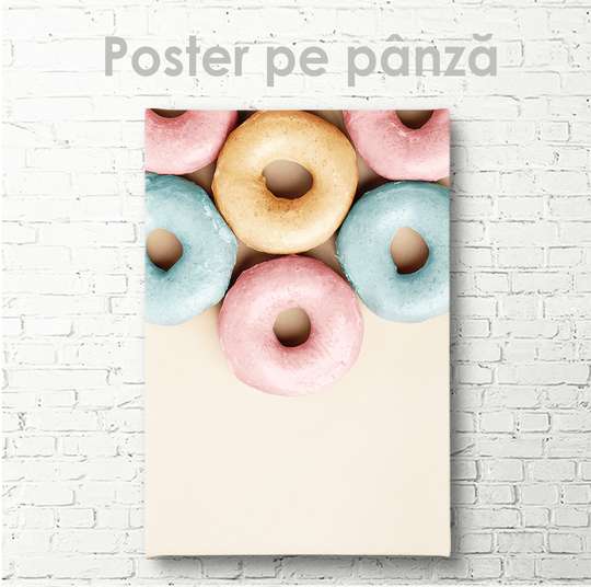 Постер, Сладкие пончики, 30 x 45 см, Холст на подрамнике