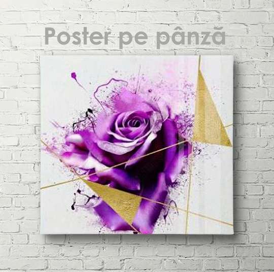Постер - Фиолетовая роза, 40 x 40 см, Холст на подрамнике, Цветы