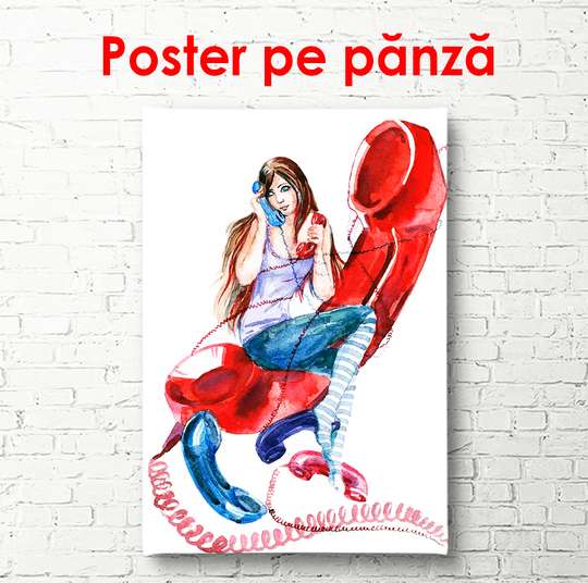 Poster - Talkative girl, 60 x 90 см, Framed poster, Minimalism