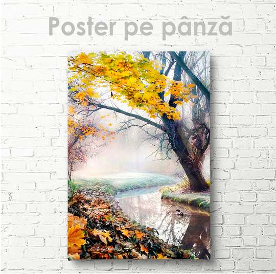 Poster - Râul din pădure, 30 x 45 см, Panza pe cadru, Natură