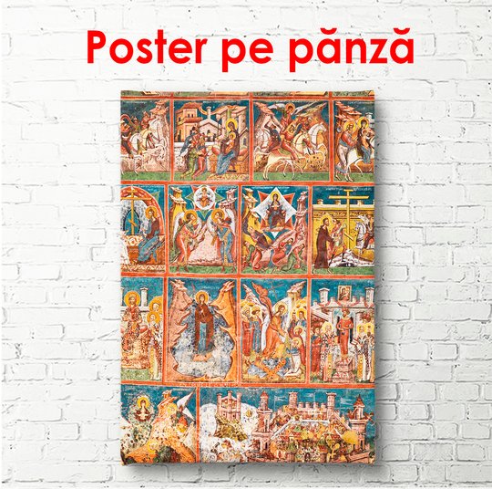 Постер, Иисус со своими учениками, 90 x 30 см, Холст на подрамнике