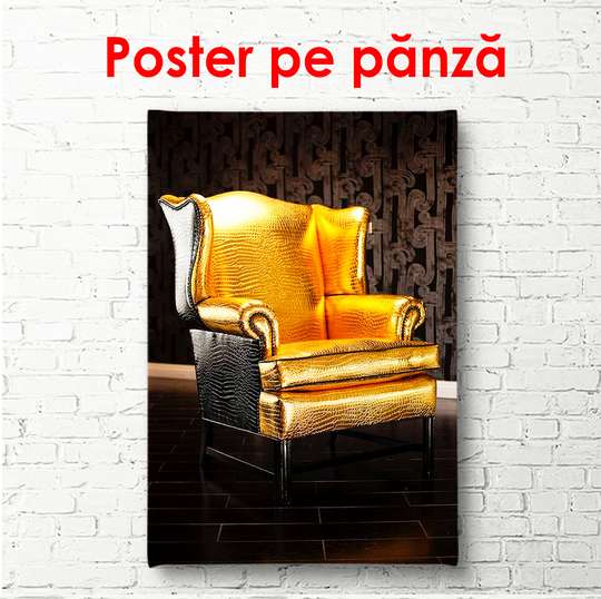 Постер, Золотое кресло на черном фоне, 60 x 90 см, Постер в раме