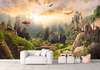 Wall Mural - Airships with a wonderful park and mountains