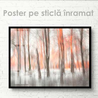 Постер - Деревья в пасмурном лесу, 45 x 30 см, Холст на подрамнике