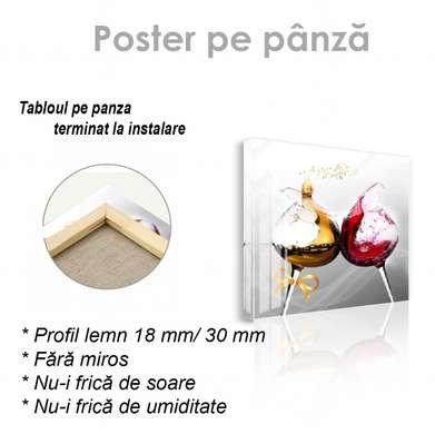 Poster - Vin în pahare, 40 x 40 см, Panza pe cadru