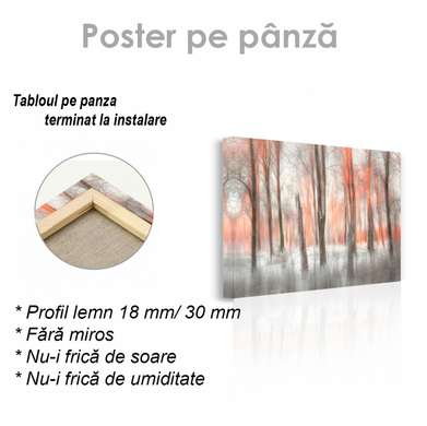 Poster - Copaci în pădure înnorată, 45 x 30 см, Panza pe cadru