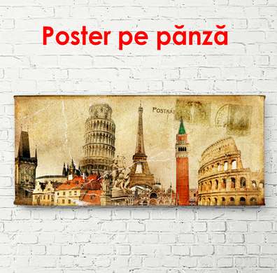 Poster - Obiective turistice antice, 150 x 50 см, Poster înrămat