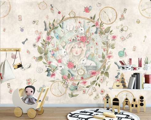 Wall mural in the nursery - Alice in Wonderland