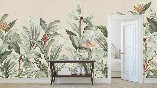 Wall Mural - Tropical leaves and flowers
