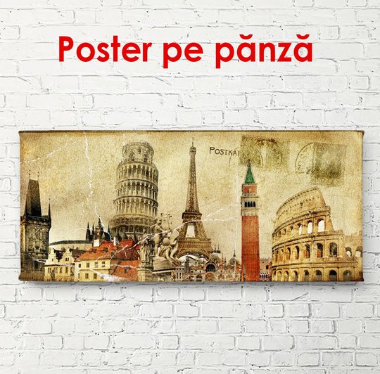 Постер, Старинные достопримечательности, 150 x 50 см, Постер в раме