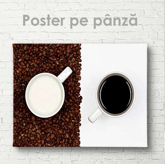 Постер - Кофе с молоком, 45 x 30 см, Холст на подрамнике, Еда и Напитки