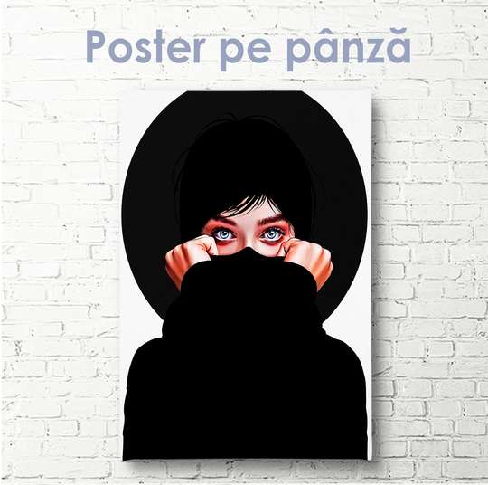 Постер - Девушка в черном, 30 x 60 см, Холст на подрамнике, Разные