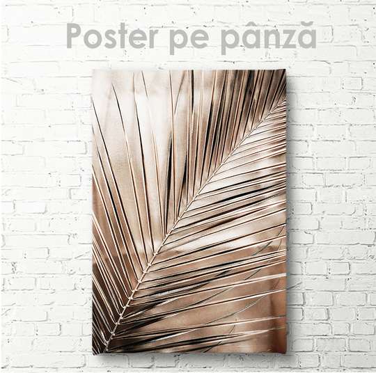 Постер - Золотой пальмовый лист, 30 x 45 см, Холст на подрамнике, Ботаника
