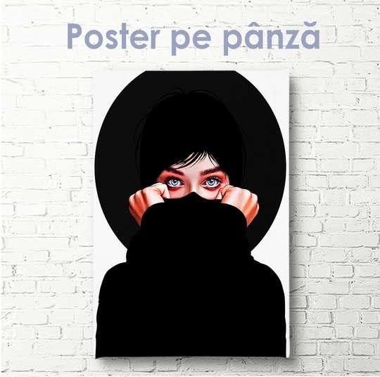 Постер, Девушка в черном, 30 x 60 см, Холст на подрамнике