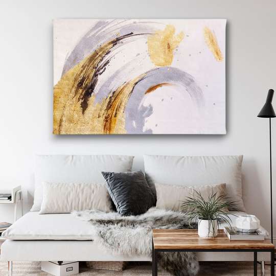 Poster - Golden Lines, 45 x 30 см, Canvas on frame, Abstract