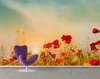 Wall Mural - Poppy field at sunset