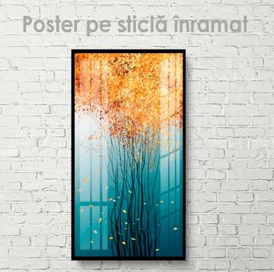 Poster - Copaci subțiri de toamnă, 30 x 60 см, Panza pe cadru