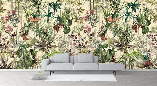 Photo Wall Mural - Tropical plants, seamless print