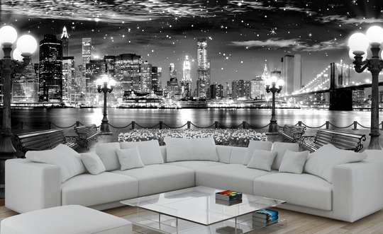 Wall Mural - Night in the city by the river