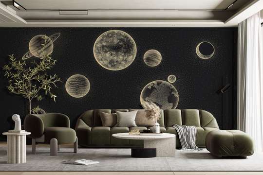 Wall Mural - Planets on a dark background