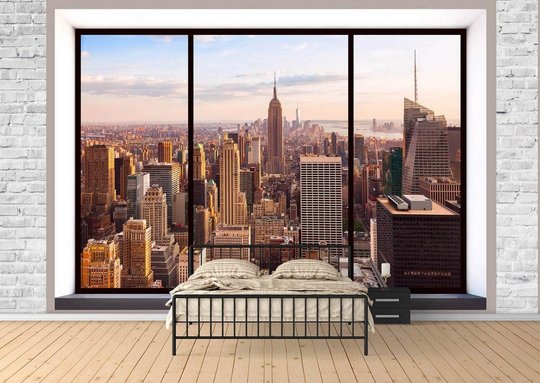 Фотообои, Окно с видом на Нью-Йорк