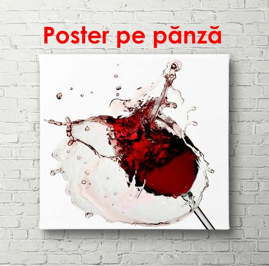 Poster - Glass with red wine and splashes on a white background, 100 x 100 см, Framed poster, Food and Drinks