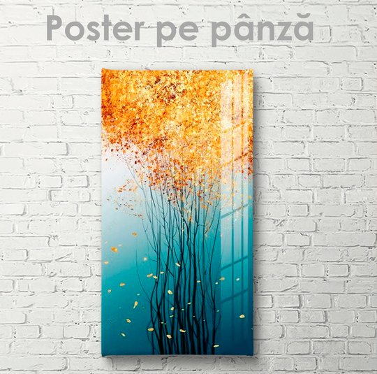 Постер, Тонкие деревья осенние, 30 x 60 см, Холст на подрамнике