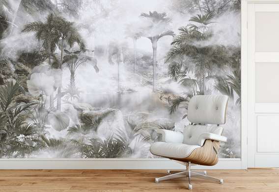 Wall Mural - Palm jungle in the fog 1