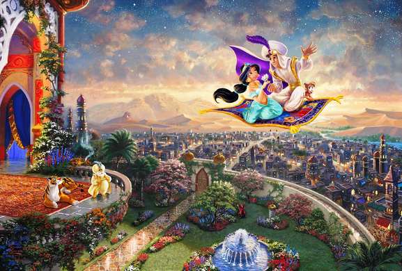 Wall mural in the nursery - Aladdin and Jasmine
