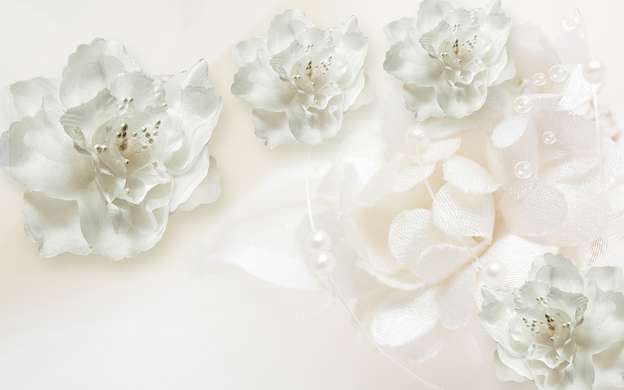 Fototapet - Flori albe din satin