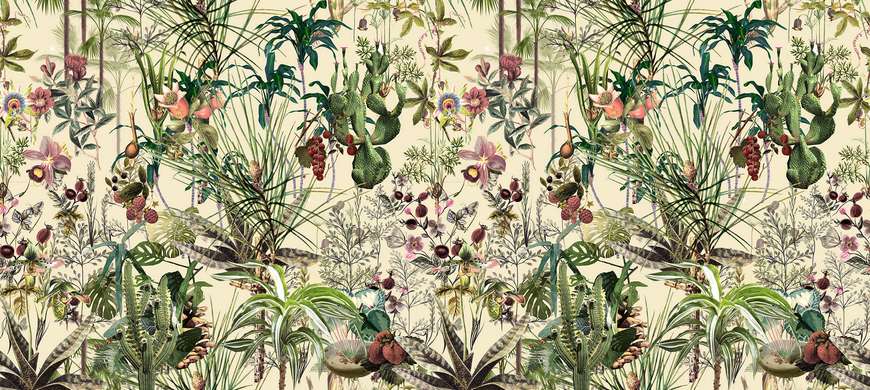 Фотообои - Тропические растения, бесшовный принт