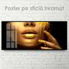 Poster - Golden lips and streaks, 90 x 30 см, Canvas on frame
