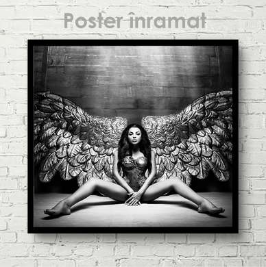 Постер - Девушка с крыльями, 40 x 40 см, Холст на подрамнике