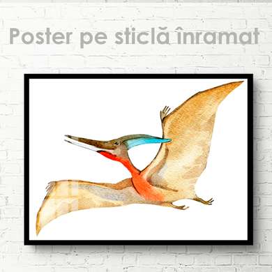 Poster - Dinosaur in watercolor 3, 45 x 30 см, Canvas on frame