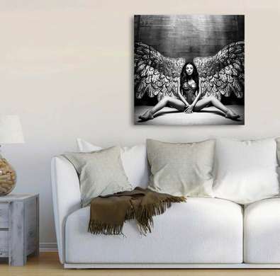 Постер - Девушка с крыльями, 40 x 40 см, Холст на подрамнике