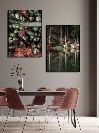 Poster - Forest idyll, 60 x 90 см, Framed poster on glass, Sets