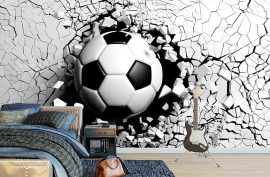 Фотообои, Футбольный мяч сквозь стену