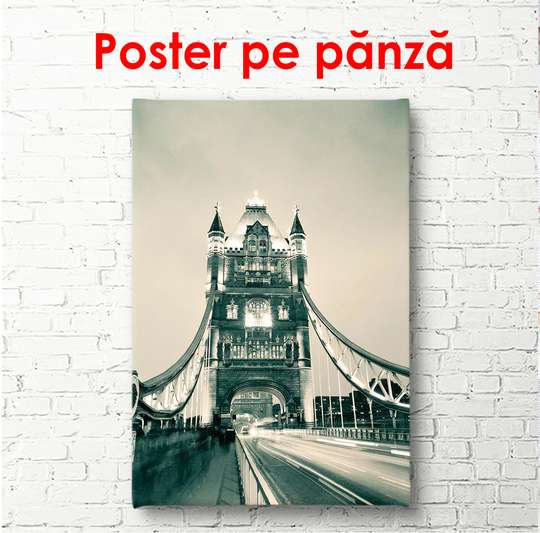 Poster - Black and white bridge, 45 x 90 см, Framed poster, Vintage