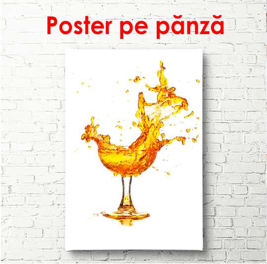 Постер - Абстрактный бокал с оранжевым напитком, 60 x 90 см, Постер в раме, Минимализм