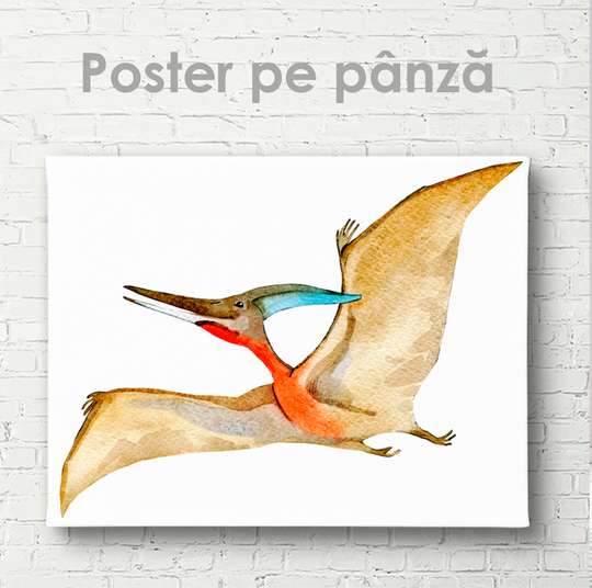 Poster - Dinosaur in watercolor 3, 45 x 30 см, Canvas on frame, For Kids