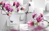 3D Wallpaper - Pink magnolia and butterflies