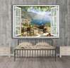 Wall Decal - Window overlooking the terrace by the sea, Window imitation
