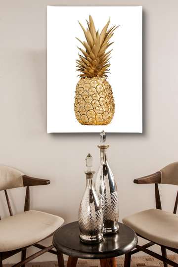 Poster - Golden Pineapple, 30 x 45 см, Canvas on frame, Glamour
