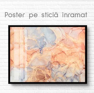 Poster - Vopsele lichide in nuante calde, 45 x 30 см, Panza pe cadru