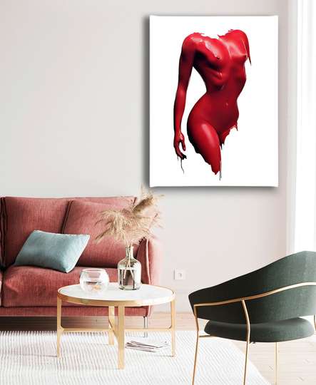 Poster - Red silhouette, 30 x 45 см, Canvas on frame, Nude